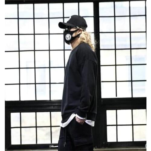 Large mens new round neck fake two loose trend Pullover Sweater fashion long sleeve sports coat spring summer autumn