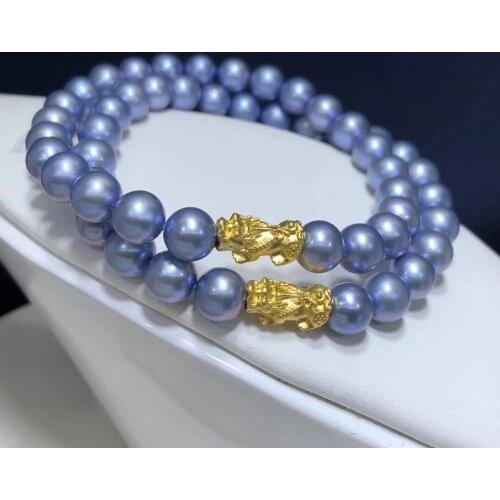 D119 Pearls Braceles 6mm Fine Jewelry Natural Fresh Water Blue Pearls Bracelets for Women Fine Pearls Bracelets