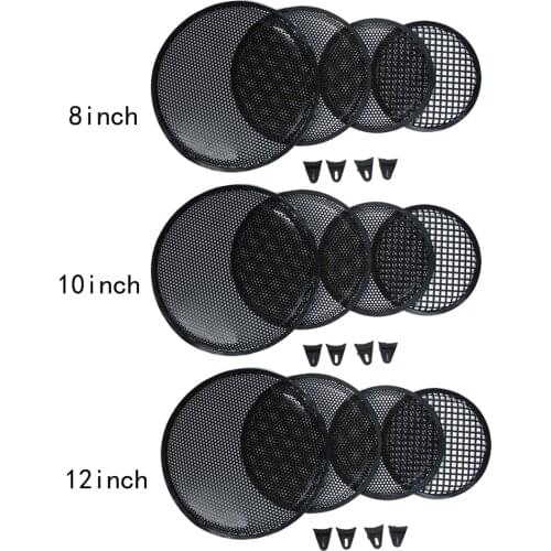 1Pc 8/10/12 inch Black Auto Speaker Cover Round Metal Mesh Car Subwoofer Speaker Cover