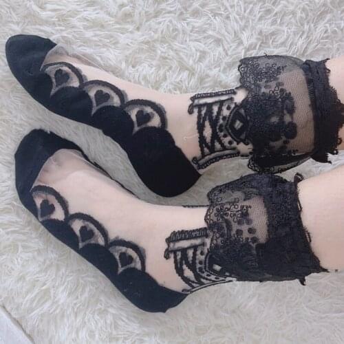 Black Japanese Maid Lolita Socks Knee High Cosplay Costumes Accessories Nylon Lace Socks Anime Cartoon Girl Gift Stockings