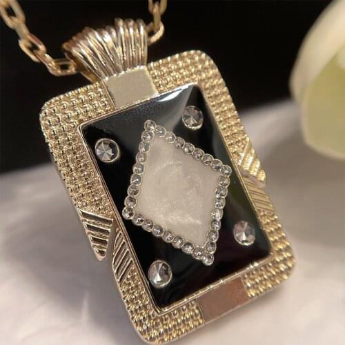 New fashion brand top quality luxury jewelry block long necklace gold double sided sweater chain party birthday accessories gift