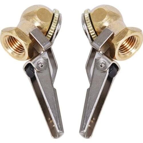 Two Brass Lock on Tire Inflator Locking Air Chuck Air Hose Attachment 1/4 inch NPT Locking Air Chuck