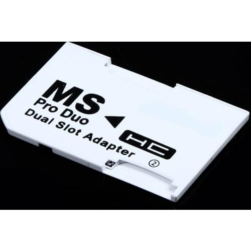 Dual Slot Micro For SD SDHC TF to Memory Stick MS Card Pro Duo Reader Adapt MS Card Sleeve Double Card White Memory Cards