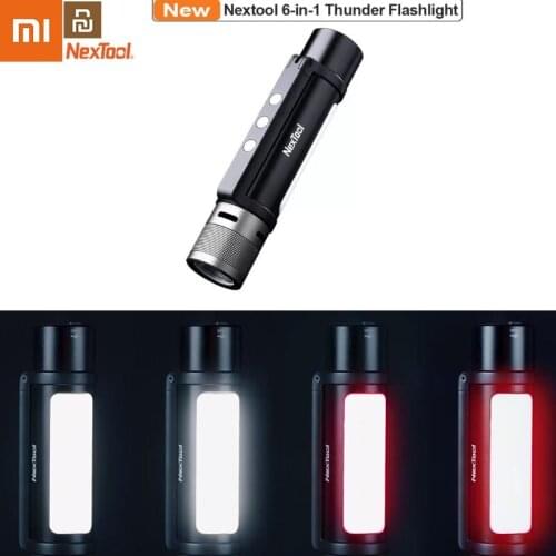 Xiaomi Youpin NEXTOOL 6-in-1 1000lm Dual-light Zoomable Alarm Flashlight USB Rechargeable Mobile Power for Camping Work