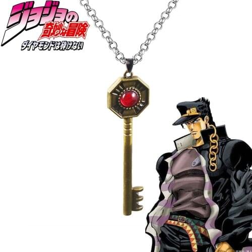 JoJos Bizarre Adventure Necklace Kujo Jotaro Key Shape Metal Pendant Necklaces For Women Men Cospaly Collect Gift