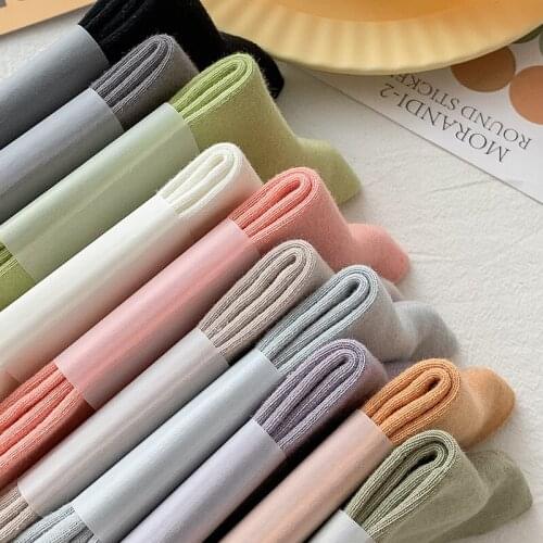 Kawaii Socks Women Socks Korean Style Blush Pink Crayon Morandi Colors Summer Socks For Female носки женские