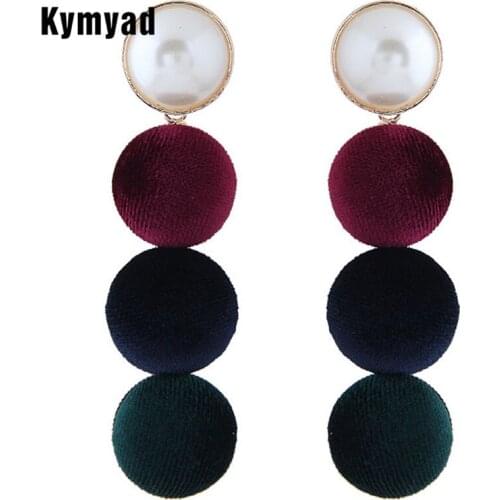 Kymyad Korean Geometric Round Earrings For Women Imitation Pearl Dangle Earrings Vintage Earings Fashion Jewelry 2018