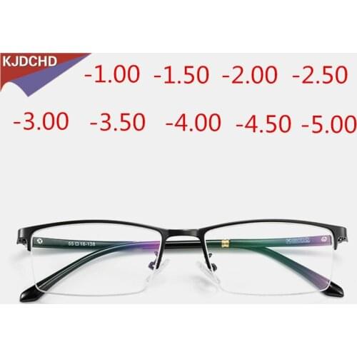 Fashion Business Myopia Titanium Frame HD Resin Finished Myopia Glasses Men Women Optical Shortsighted Eyeglasses-1.00 To -5.00