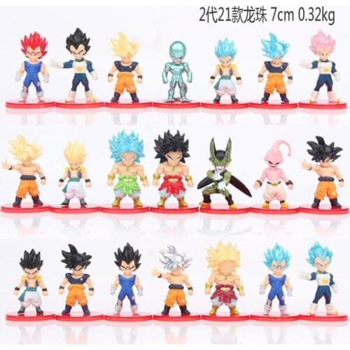 21Pcs/set Anime Dragon Ball Figure Set Super Saiyan Goku Vegeta Trunks Majin Buu PVC Action Model Boy Toy Gift