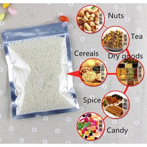 Wholesale 100pcs Small 9x15cm 160micron Flat Bottom Clear+ Aluminizing Foil Zip Lock Bag Candy/Snack Ziplock Storage Bags