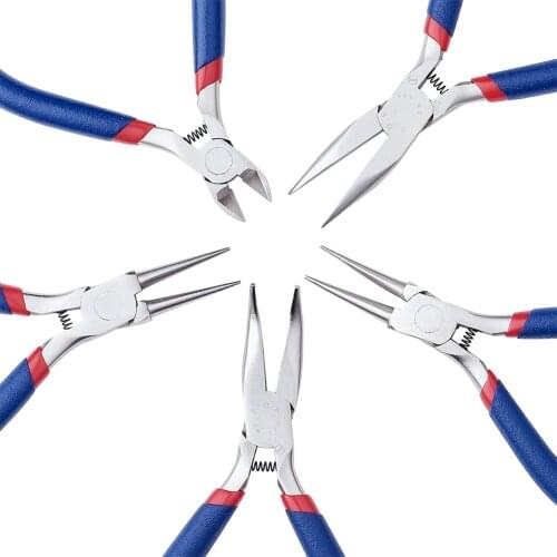 4Pcs Jewelry Pliers Sets Ferronickel Carbon Steel Side Cutting Round/Bent/Long Chain Nose Pliers DIY Jewelry Making Tools