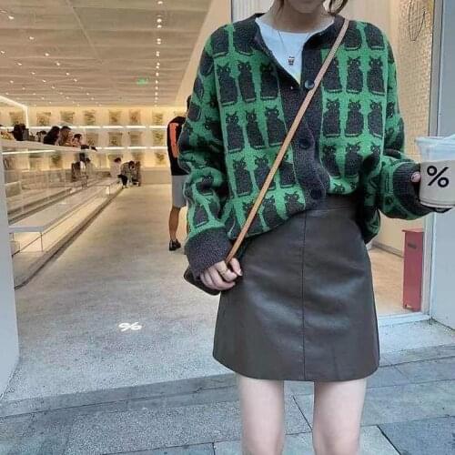 Casual Knitted Cardigan Women Tops Mujer Vintage Loose Sweater Coat Palid Oversized Jumper Korean V-neck Fashion Clothes Tops