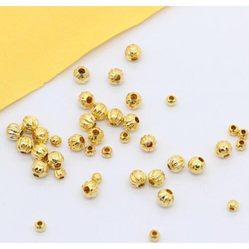100p 3/5mm carved Round ball Loose spacer beads seed beads For bracelet DIY necklace jewelry making accessories wholesale supply
