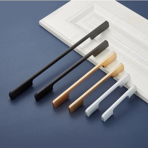 Handle Knob For House Home Furniture Cabinet Wardrobe Drawer Door Pull Gold Silver Black Long Size96/128/160/192/224/256/288/320