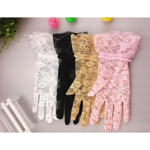 12pc / lot Lace black white pink grey sexy lady girl dancing performance gloves short design free shipping