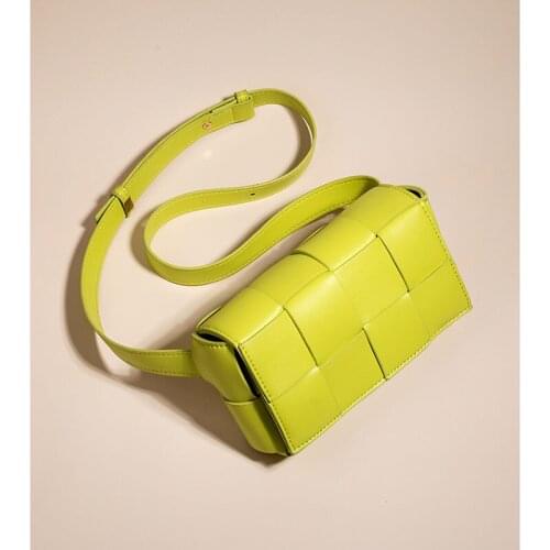 Bags 2021 Spring New Woven Waist Bag Female Bag Texture Chest Bag Shoulder Messenger Bag Small Square Bag