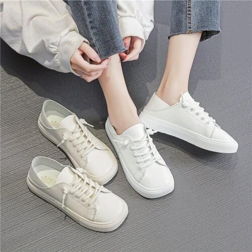 Fashion Shoes Womens Vulcanize Shoes Spring New Casual Classic Solid Color PU Leather Shoes Women Casual White Shoes