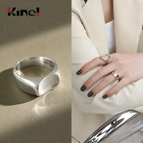 Kinel Ring Ladies INS 2020 New Simple Glossy Surface Concave 925 Sterling Silver Ring Fine Jewelry