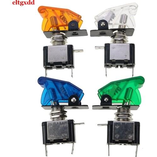 1PCS ON-OFF LED toggle switch with safety cover 20A 12V/AC plastic-safety-flip-cover-multicolor 12mm dustproof