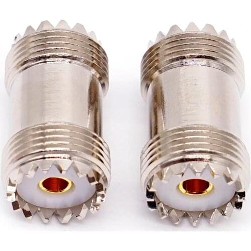 2PCS UHF PL-259 SO-239 Female To UHF Female Jack RF Straight Connector Adapter Nickel Plate