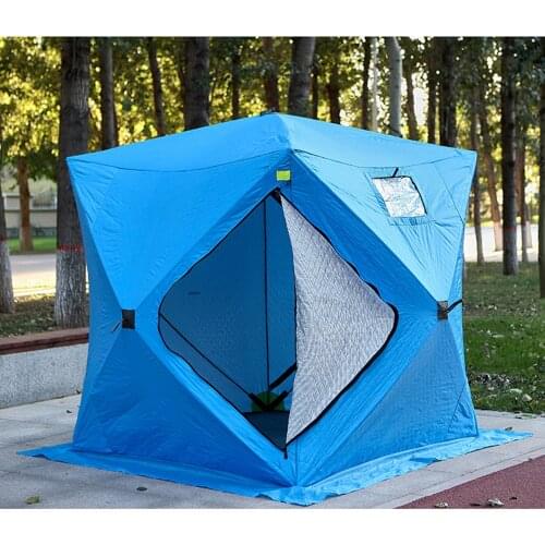 3-4 Person Windproof Insulated Ice Tent Ice Fishing Shelter Winter Fishing Tent with 2 Doors