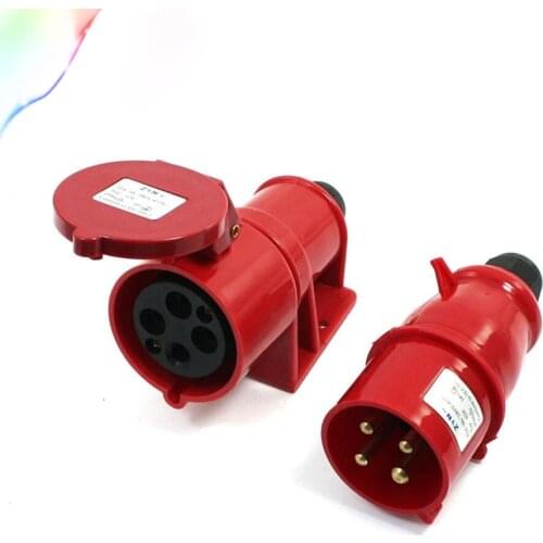 380-415VAC 32A IP44 3P+E IEC309-2 Round Pin Industrial Connector Socket Red