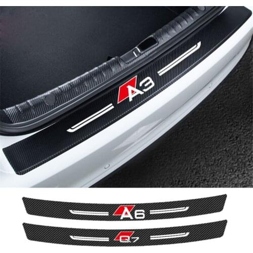4PCS 3D Car Trunk Rear Guard Bumper Carbon Fiber Protector Sticker car accessories For AUDI A3 A4 A5 A6 A7 Q3 Q5 Q7 Car Sticker
