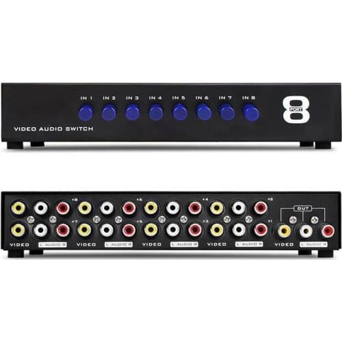 AV Switch Box 8 in 1 out AV Audio Video Signal Composite for HDTV LCD DVD 3 RCA Switcher 8 to 1 Selector not Splitter