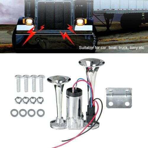 600DB 12V Dual Trumpet Car Air Horn Kit SUV RV Train Motorcycle Speaker