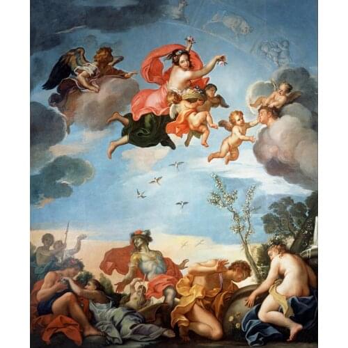 Free shipping classical religion figures fly angels canvas painting prints oil painting on canvas wall art decoration picture