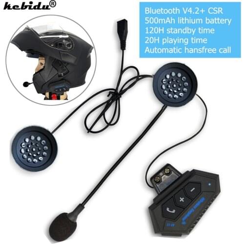 Kebidu Motorcycle Bluetooth 4.2 Helmet intercom Wireless Headset handfree telephone call Kit Stereo Anti-interference Interphone