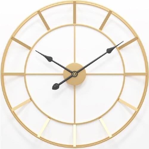 50/60cm Large Round Metal Double Layer Golden Wall Clock Silent Wall Watch Modern Design Clocks For Home Decor Office