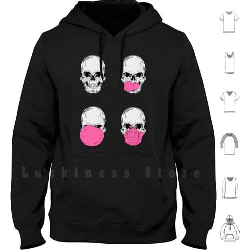 Be Refreshed ... Chew! Hoodies Long Sleeve Skull Chew Be Refreshed Chewing Gum Pink Yellow White Black Funny