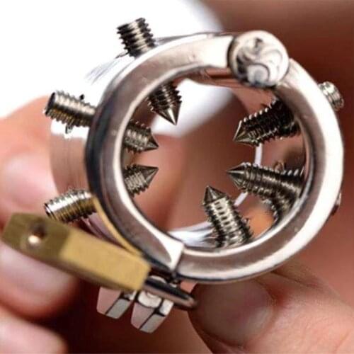 CBT Torture Spiked Balls Stretchers Stainless Steel Gay Scrotum Pendants Lockable Torture BDSM Restraint Fetish Device Sex Toys