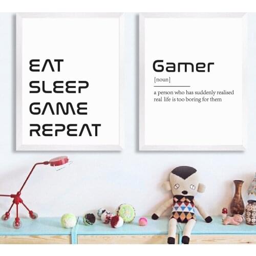 Games Room Decor Gamer Definition Posters and Prints Playstation Fan Gift Modern Art Canvas Painting for Boys Bedroom Man Cave