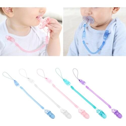 Baby Infant Toddler Dummy Pacifier Spring Soother Nipple Clip Chain Holder Strap Y4QA