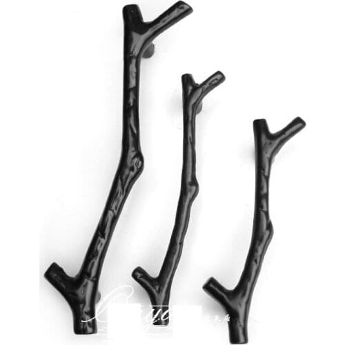 New design Exclusive Zinc alloy black bough Door Drawer Cabinet Furniture Handle (C.C.: 96 mm, Length: 121 mm)