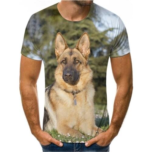 New dog pattern mens t-shirt mens top summer casual 3d t-shirt mens O-neck shirt street clothing sleeve style collar