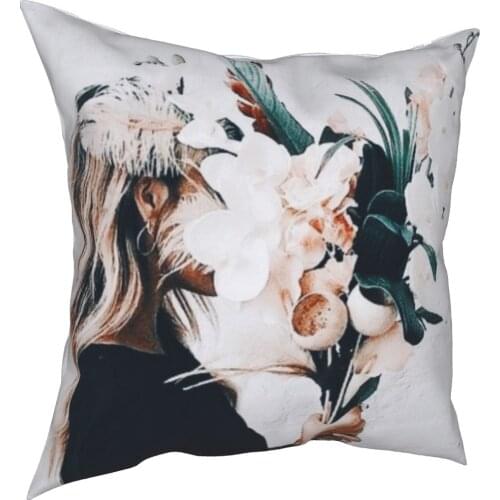 Kapok bouquet flower beauty decoration pillow case simple style 3D printing pillow case 45cm linen pillow case sofa decoration