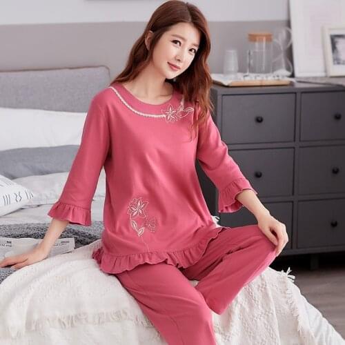 Chinese Women 100% Modal Pajamas Set Nightgown Print Pyjamas Suit 2 PCS Sleepwear Summer Spring Home Clothes M-XXXL
