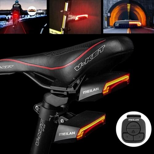 MEILAN X5 Bike Brake Light USB Chargeable Flash Tail Light Turn Bicycle Wireless Remote Control Cycling Laser Safety Line Light