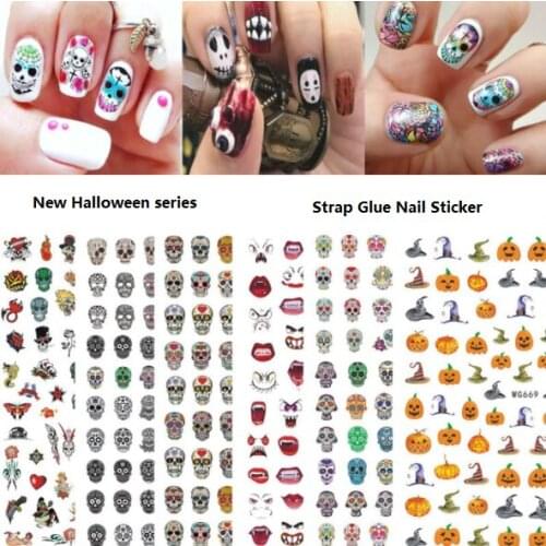 1 piece Halloween Nail Sticker New Little Red Book Skull Pumpkin Hat Nail Sticker Women DIY Nails Decoration Manicure Tools