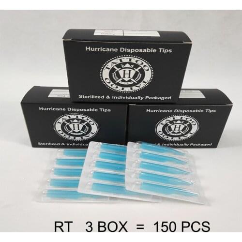 Tattoo Tip 150PCS RT Round Tip Tattoo Disposable Nozzle Tip for beginners tattoo kits supply Hurricane tattoo needle Blue