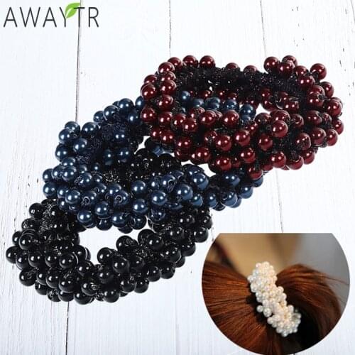 Girls Hair Accessories Beads Elastic Hair Band Headband Rubber Black Band Women Ponytail Holder Scrunchies Headwear 1pc Hairband