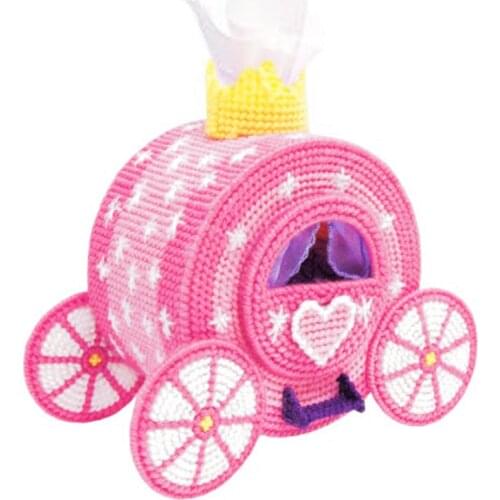 DIY handmade three-dimensional wool embroidery cross stitch Pumpkin carriage storage tissue box