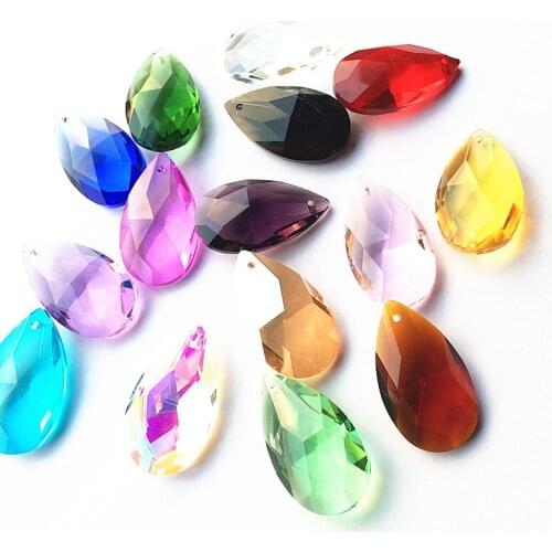 Top Quality 500pcs/lot 38mm Mixcolors Crystal Pear Shape Faceted Chandelier Accessories Glass Table Lighting Parts Garden Deco