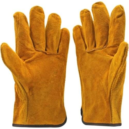 A Pair/Set Fireproof Durable Cow Leather Welder Gloves Anti-Heat Work Safety Gloves For Welding Metal Hand Tools