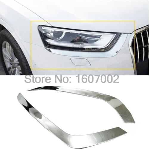For Audi Q3 2012 2013 2014 ABS Chrome Headlight Lamp eyebrow headlight cover trim Front Fog Light Foglight Lamps Cover Eyebrow