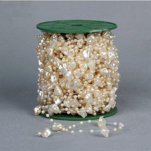 A Roll 30 Meters Length Handmade Wedding Plastic Pearl Beads Chain Home Decoration Accessories Diy Odd-shaped Stone Beads Line