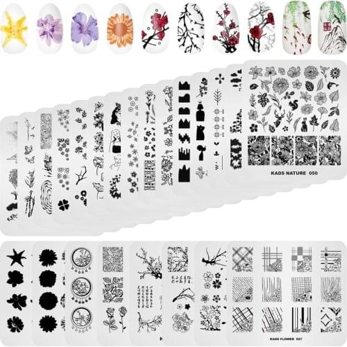 Nail Stamping Plates Flower Pattern Design Nail Art Stamp Plate Stainless Steel Image Stencil Plate for DIY Nail Art Decoration
